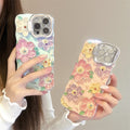 Mode luxe fleur motif IMD caméra lentille support coque arrière pour iPhone 16 15 14 13 12 Pro Max 16 plus pro 11 couverture antichoc