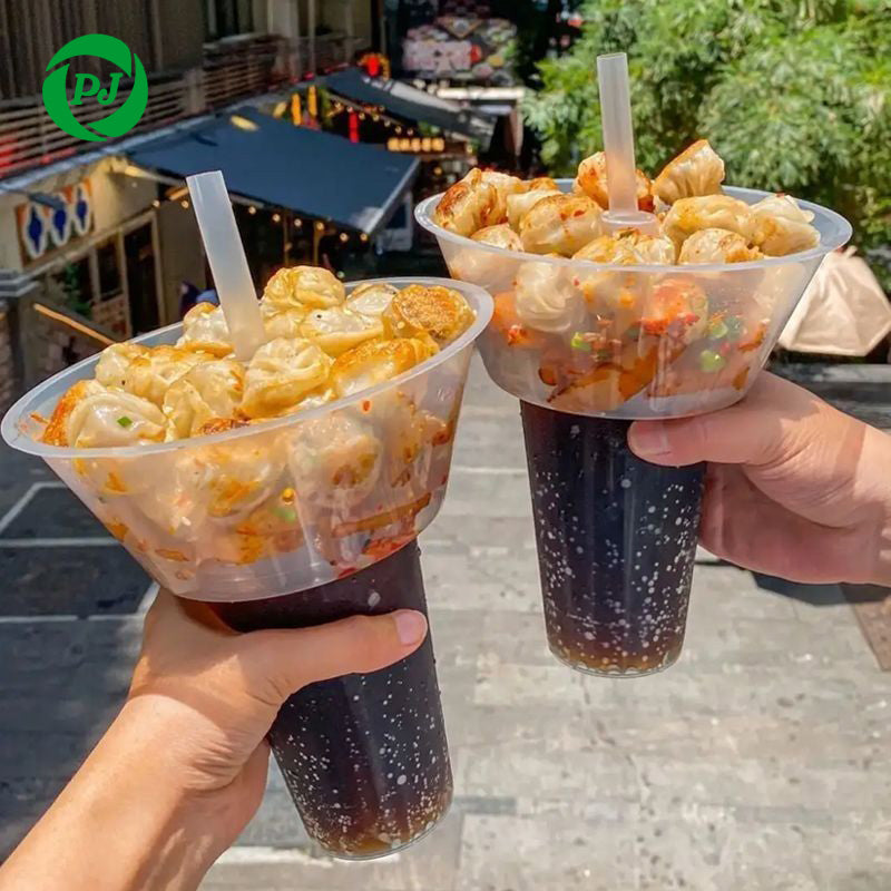 🧋 Gobelet Jetable 2-en-1 Personnalisé – Boba, Snacks &amp; Boissons ✨ Description